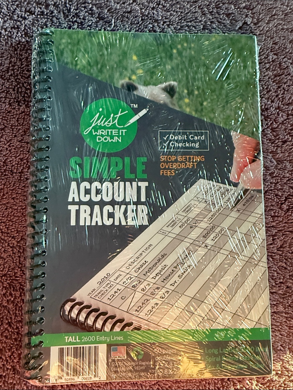 Just Write It Down Simple Account Tracker - Green